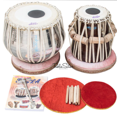 MAHARAJA Classic Tabla Set, 3 Kg Brass Bayan, Finest Dayan, Hammer CG