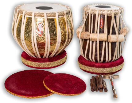 MAHARAJA Floral Design Tabla, 3.5Kg Brass Bayan, Finest Dayan, Bag FG